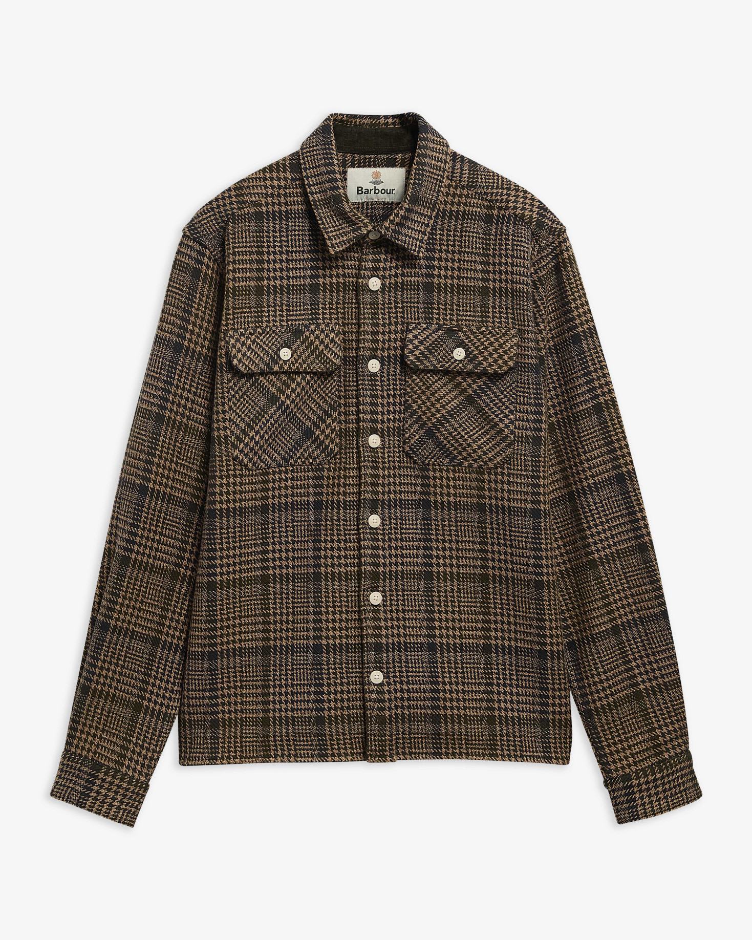 Barbour Hemd Millom Houndstooth Relaxed Fit Olive