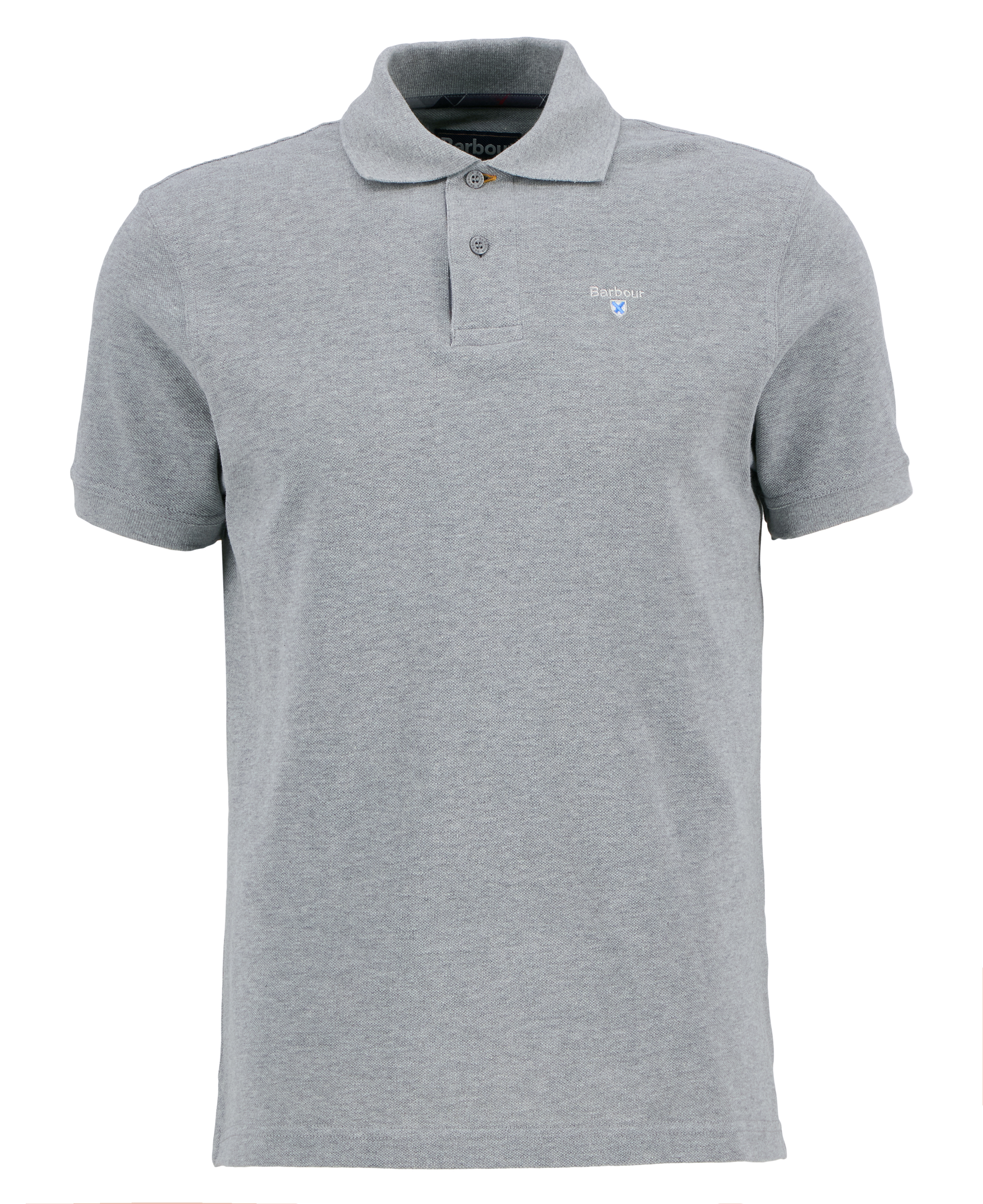 Tartan Pique Polo Shirt Grey Marl