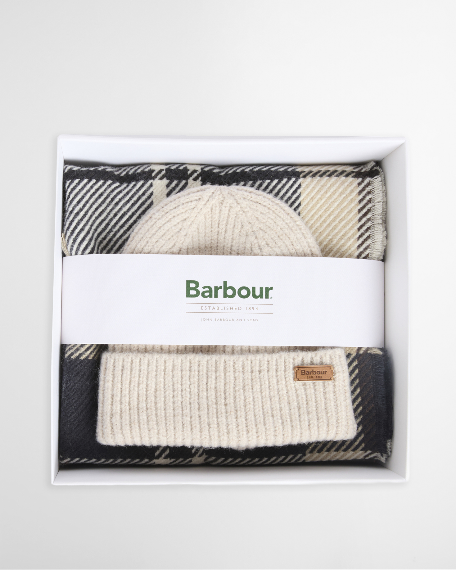 Set regalo berretto Pendle e sciarpa Blair Light Birchwood Tartan