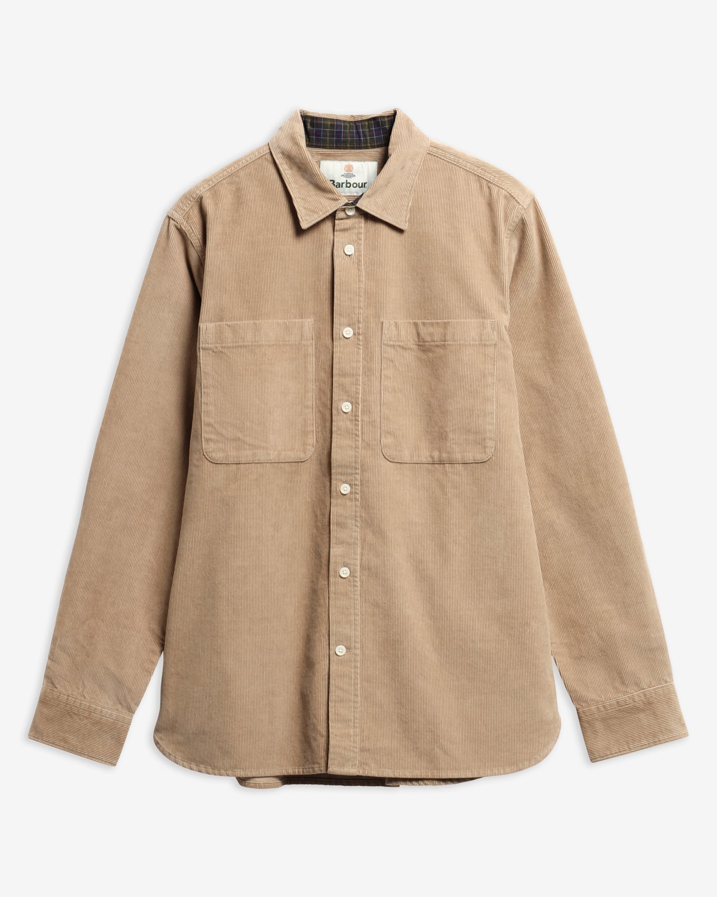 Camicia a coste sottili con maniche lunghe e taglio classico Washed Stone