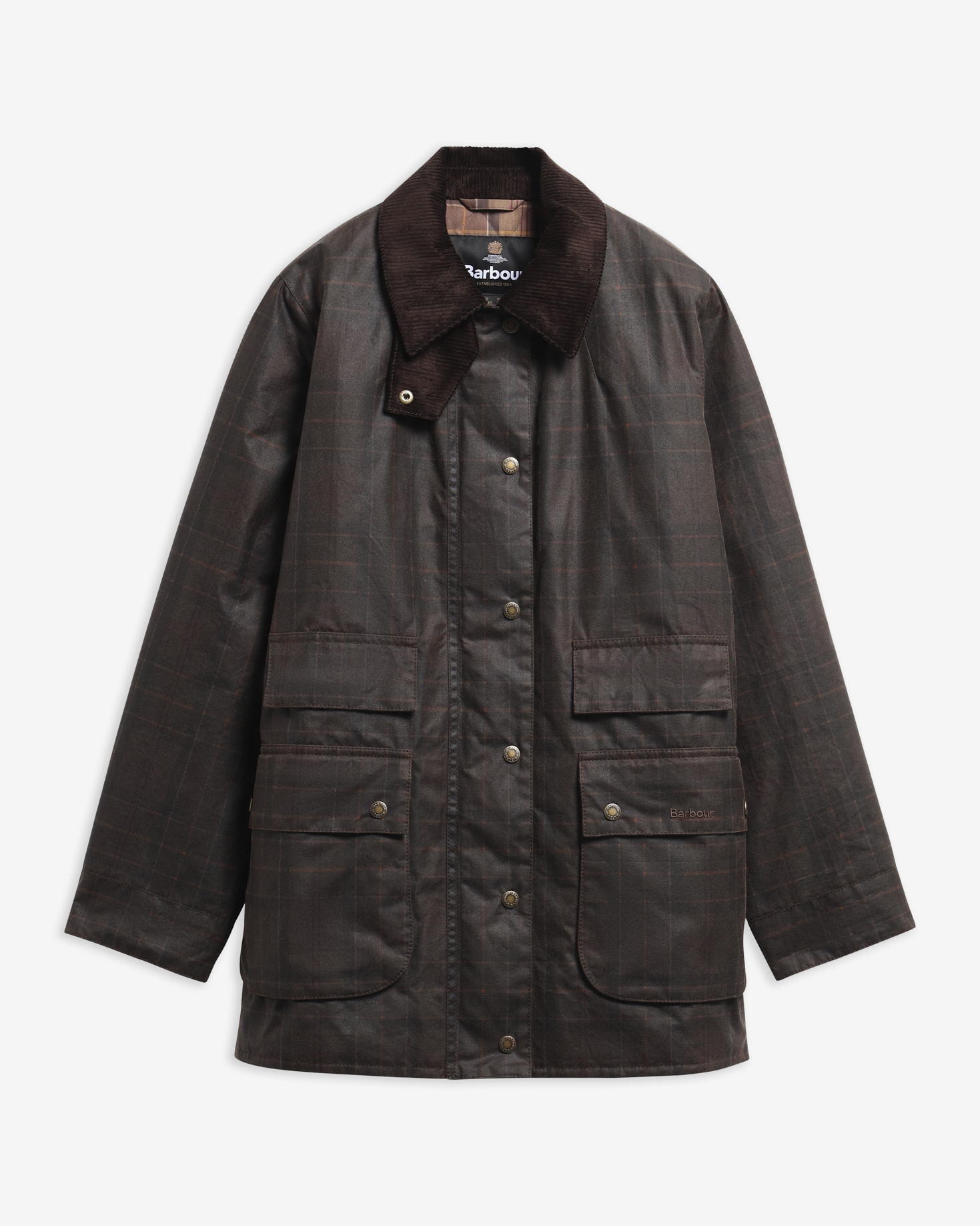Modern Checked Border Waxed Jacket Muted Tartan