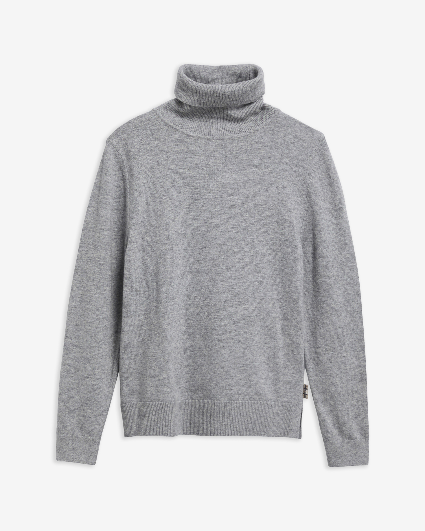 Pendle Roll-Neck Jumper Grey Marl/Birchwood Tartan