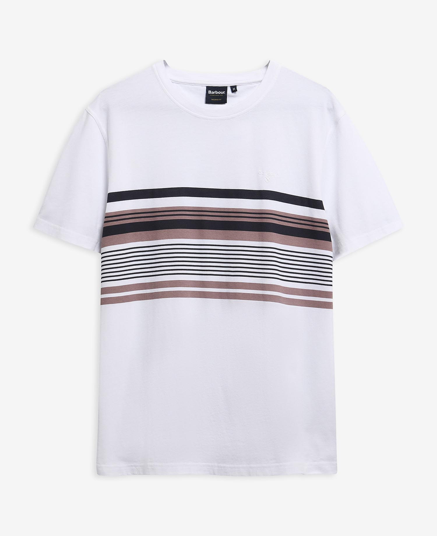T-Shirt Teeside Striped Graphic Tailored White
