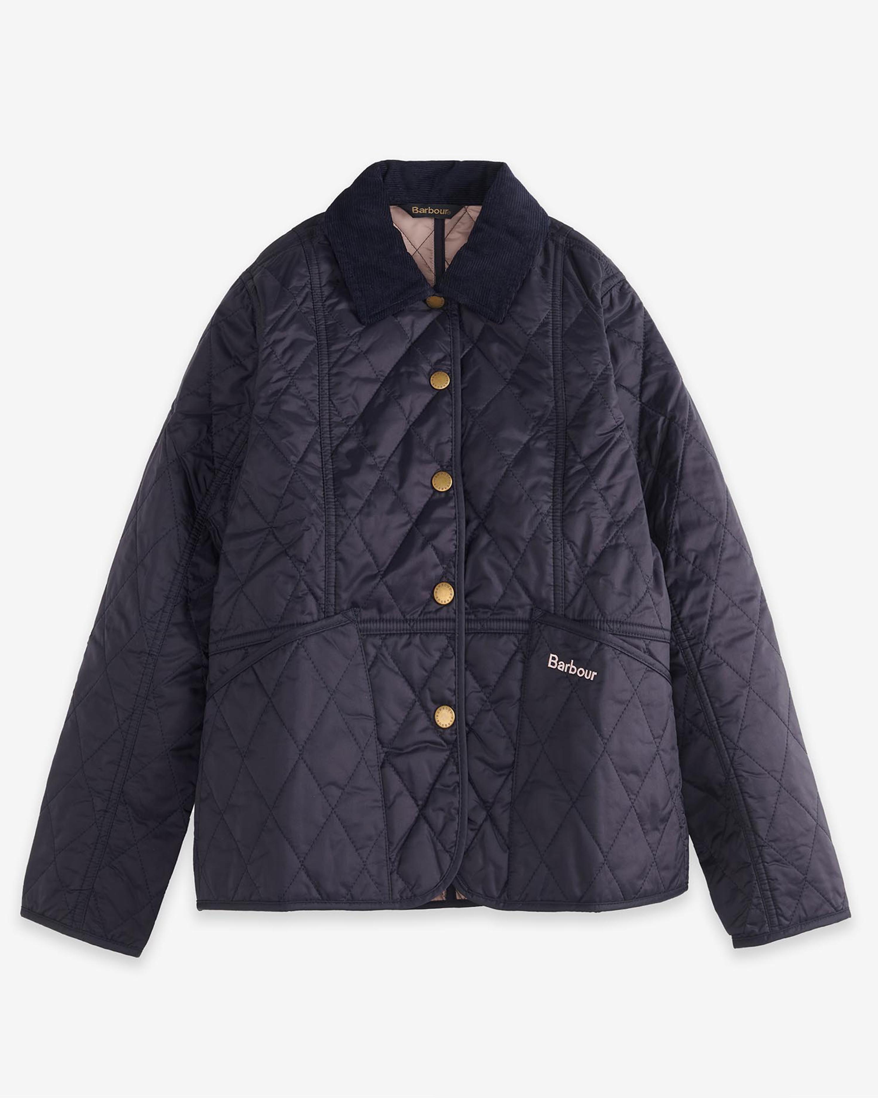 Girls Summer Liddesdale Quilted Jacket Navy-Gardenia