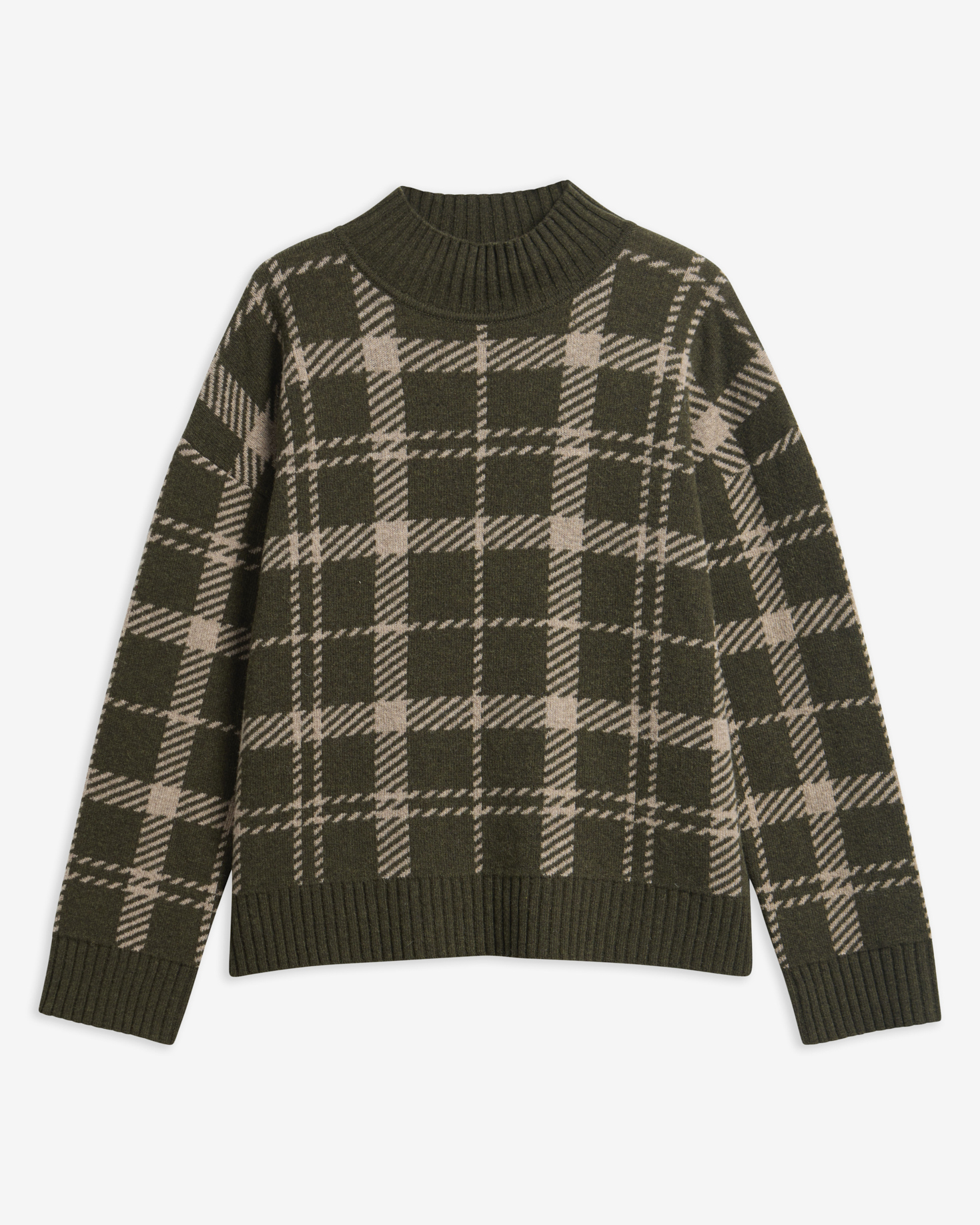 Delilah Tartan Wool Jumper Olive Multi