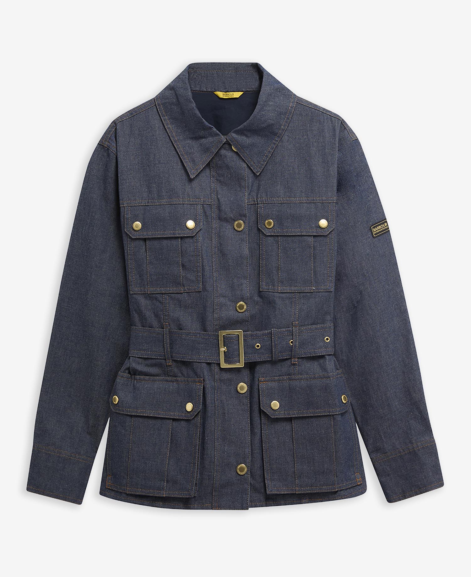 Giacca in denim con cintura Dark Blue Wash