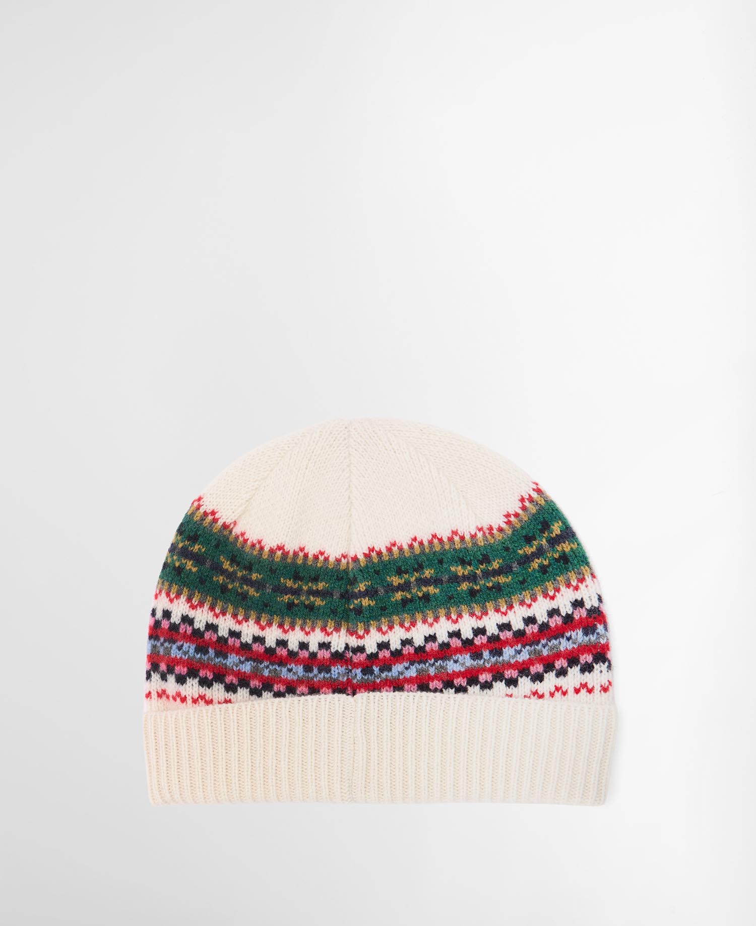 Fair Isle Made in Scotland Beanie Whisper White