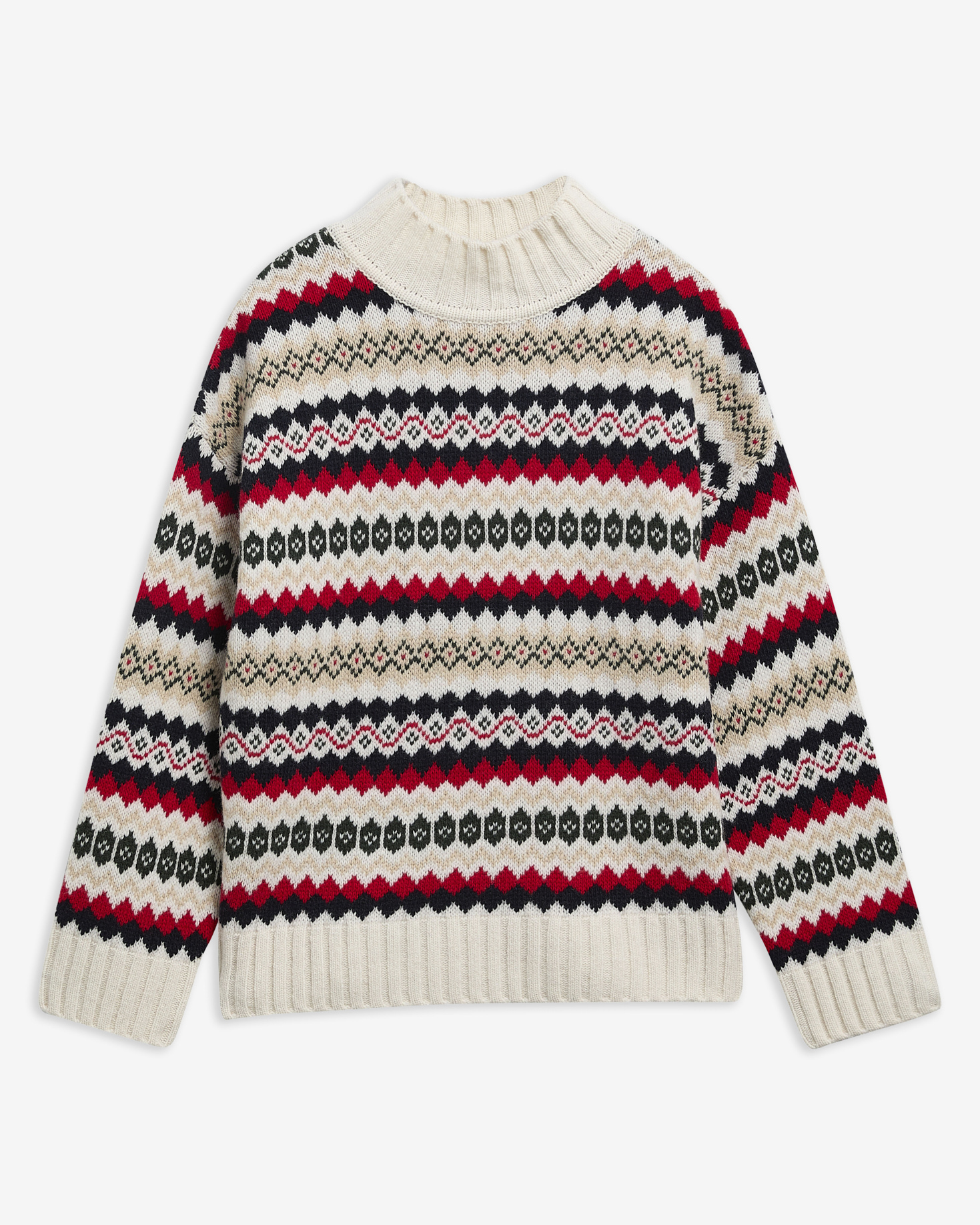 Maglione Aspen Fair Isle con collo a imbuto Cloud Multi