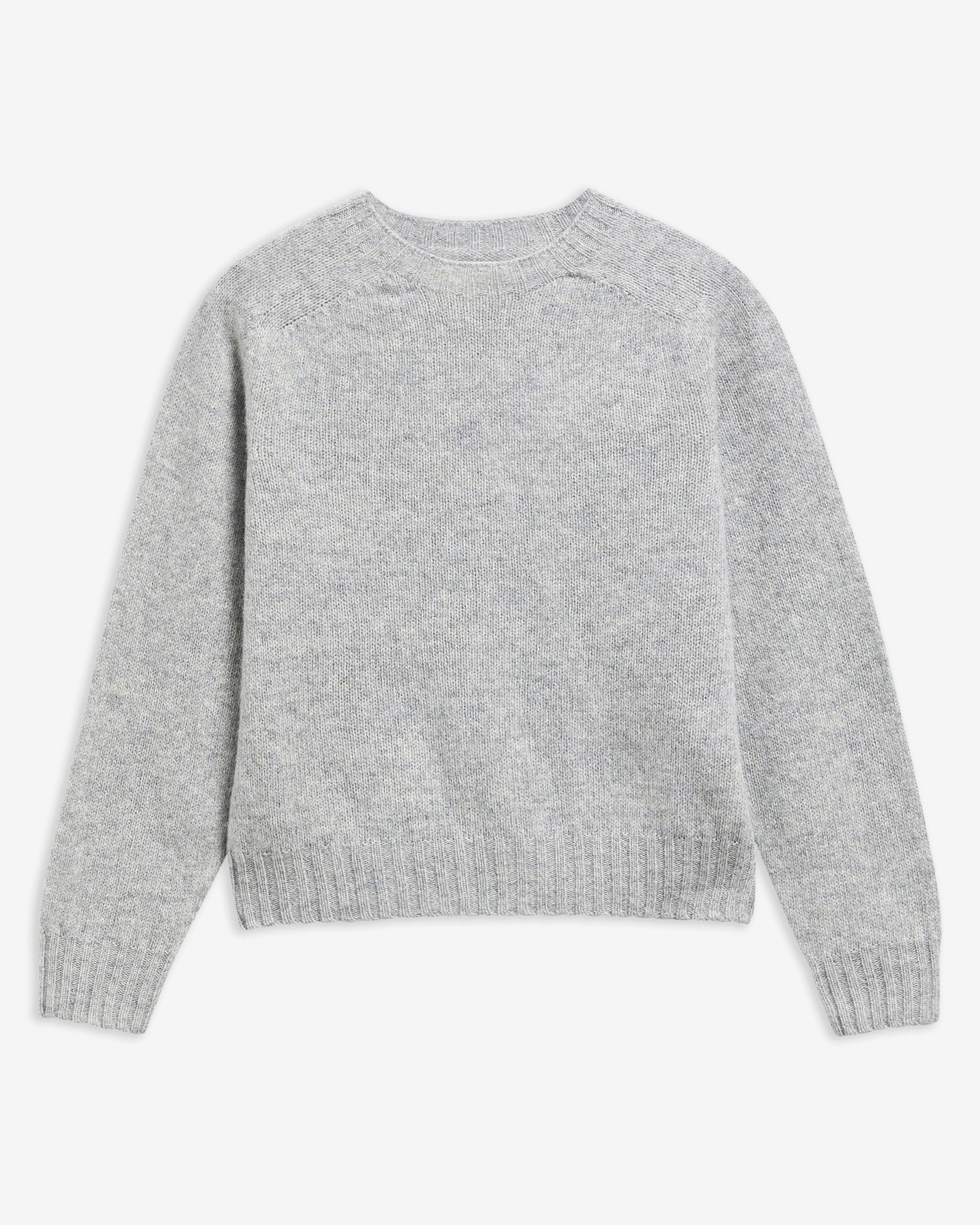 Dawn Made in Scotland Wool Crew-Neck Jumper Light Grey Marl
