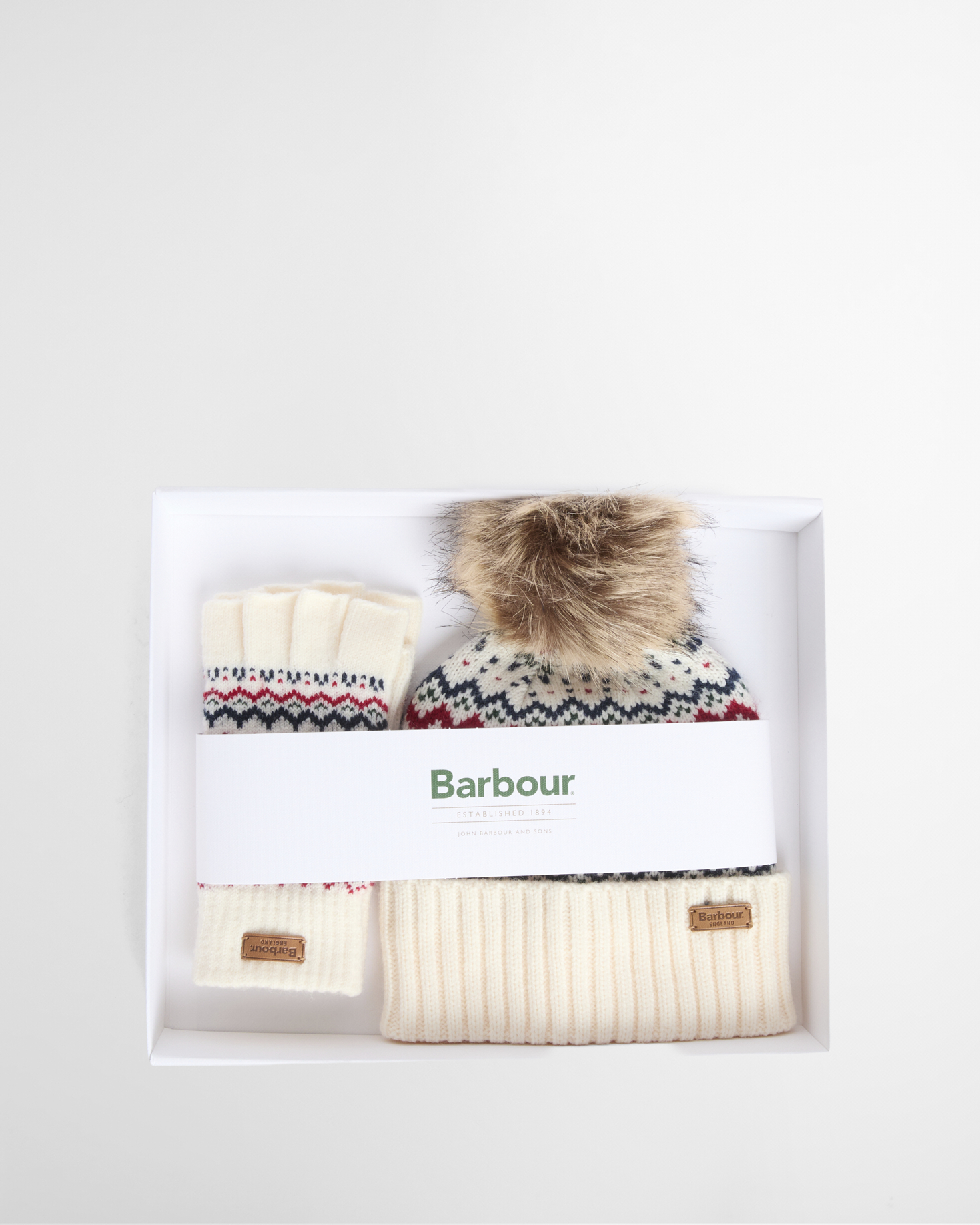 Holly Beanie & Gloves Gift Set Antique White
