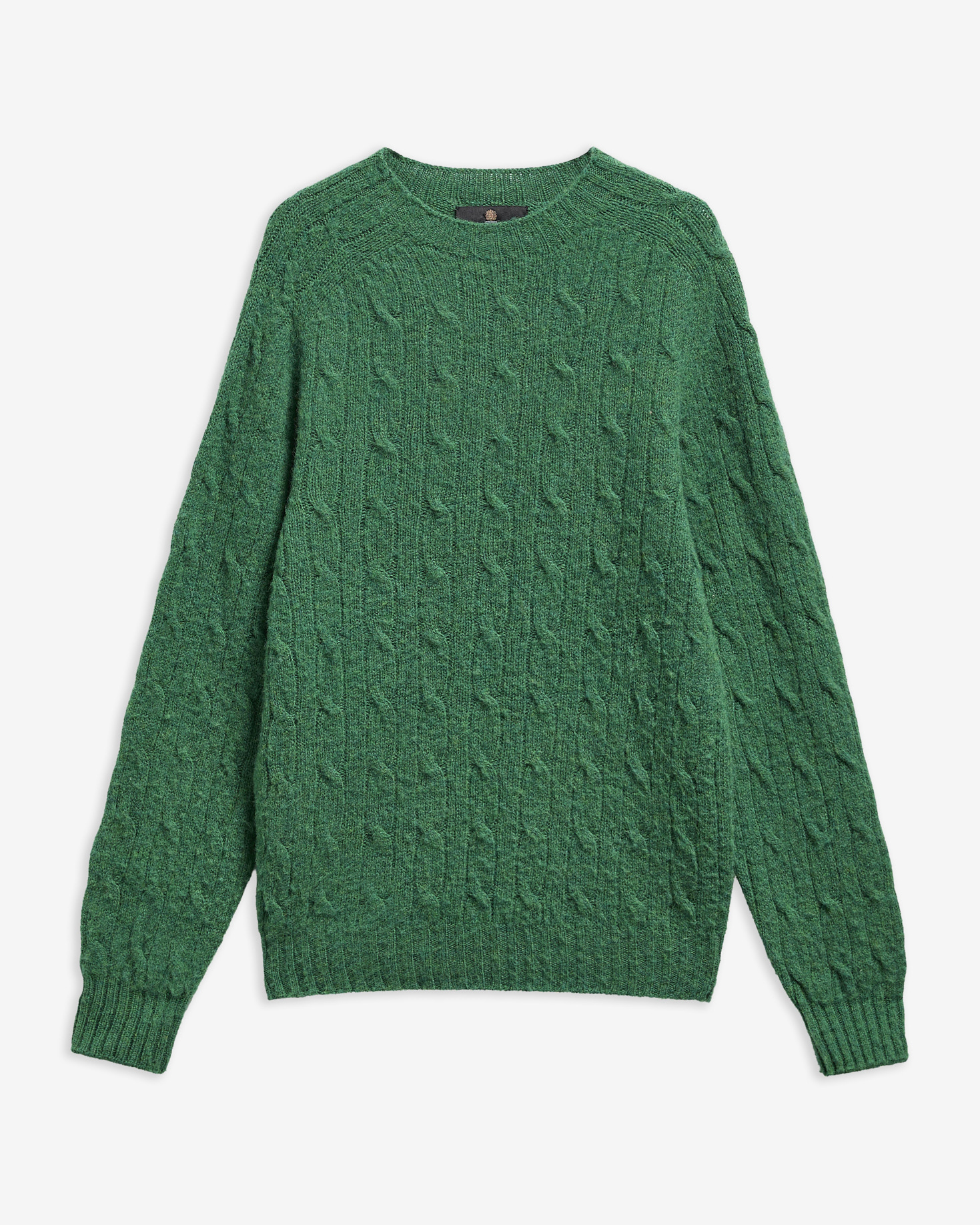 Wollpullover Cable-Knit Rundhalsausschnitt Made in Scotland Sycamore