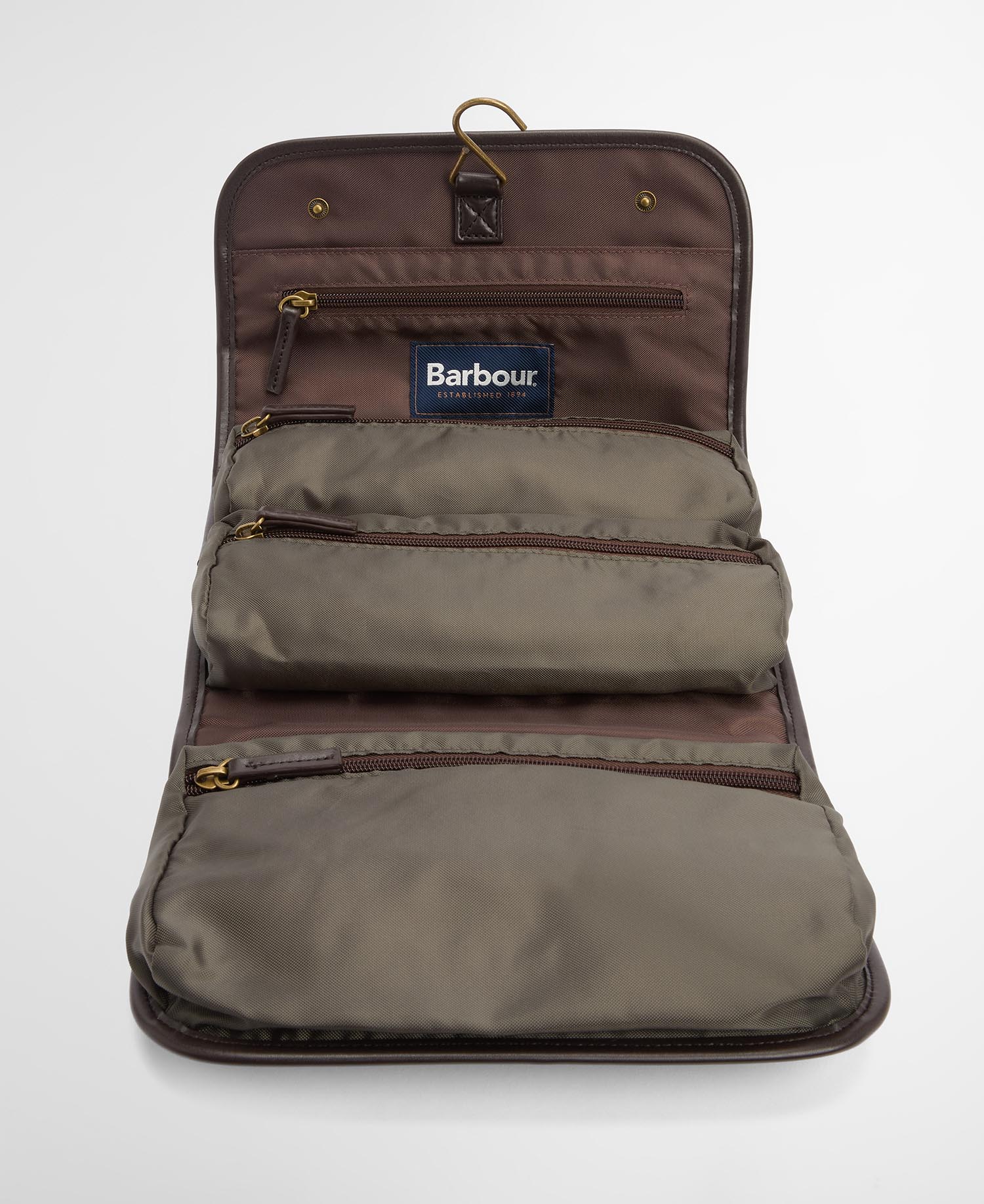 Waxed Hanging Washbag Olive/Beacon