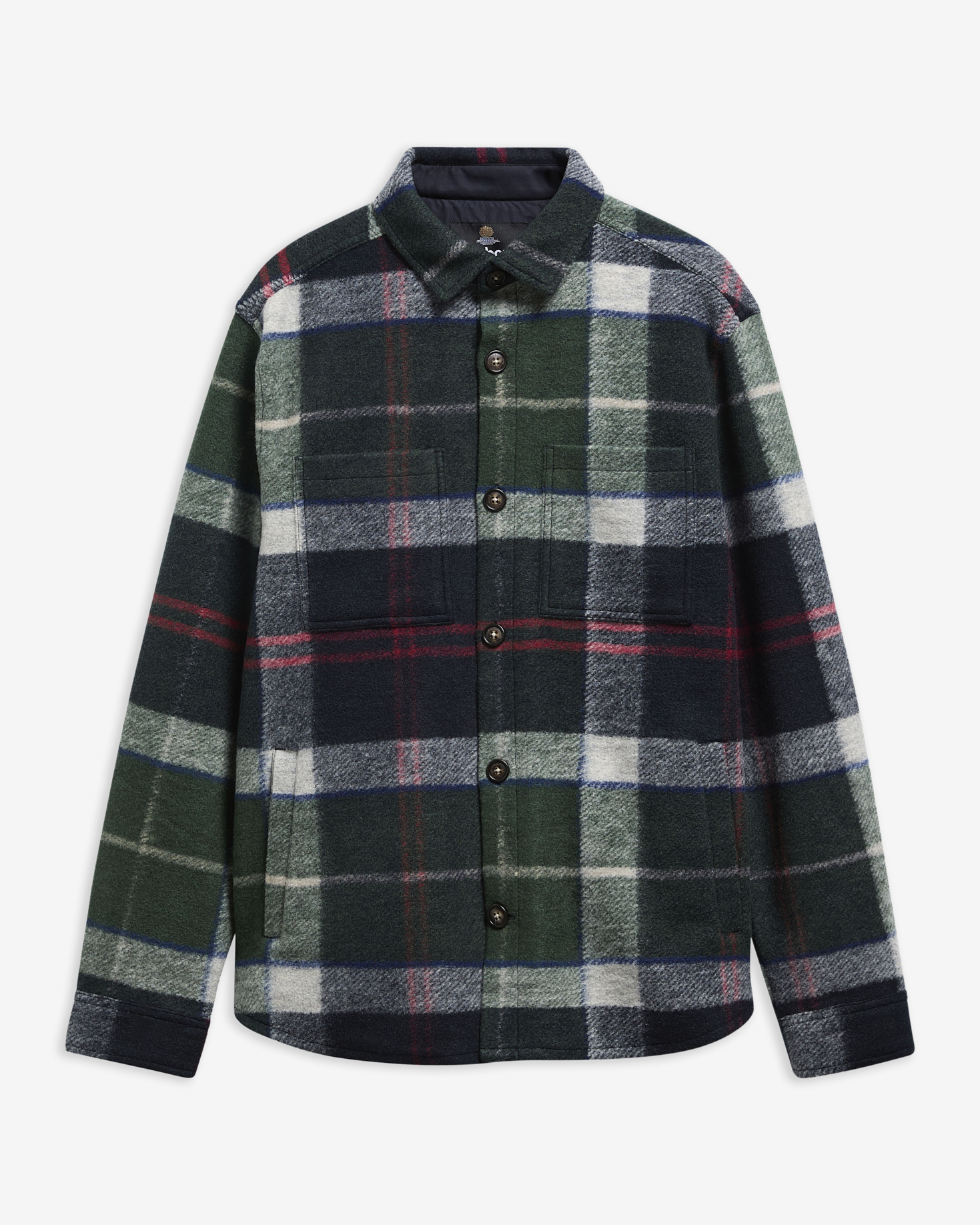 Woodlane Brushed Check Overshirt Evergreen Tartan