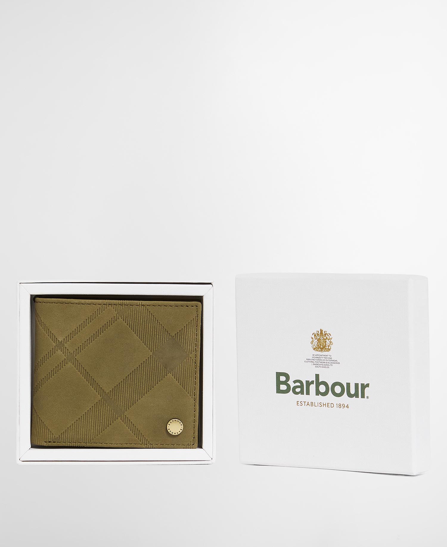 Beith Tartan Leather Wallet Khaki