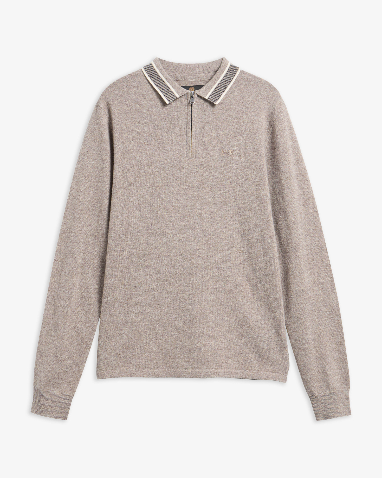 Newport Long-Sleeved Knitted Polo Shirt Concrete