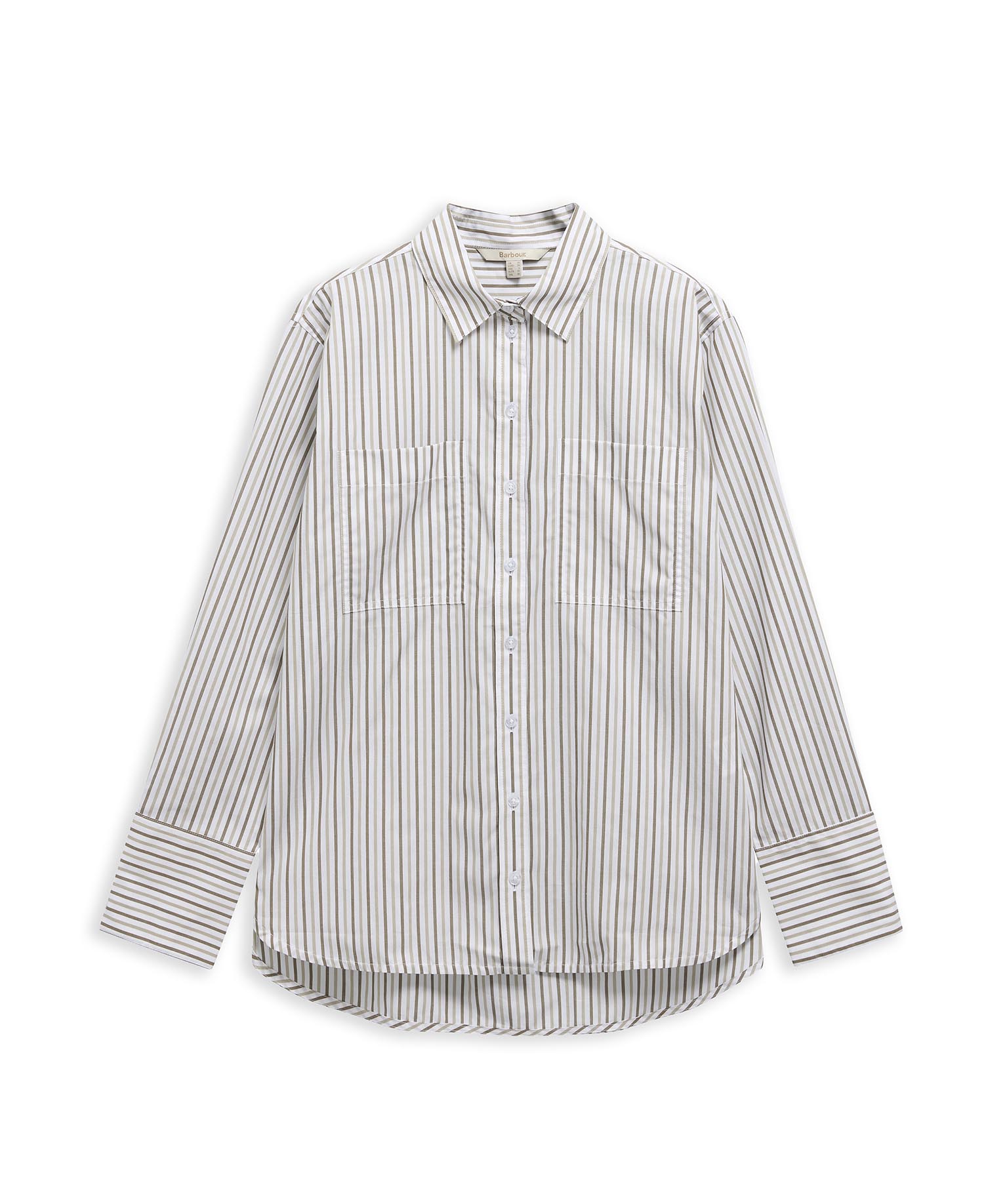 Fawley Striped Relaxed Long-Sleeved Shirt Dusky Green/Light Sand Stripe