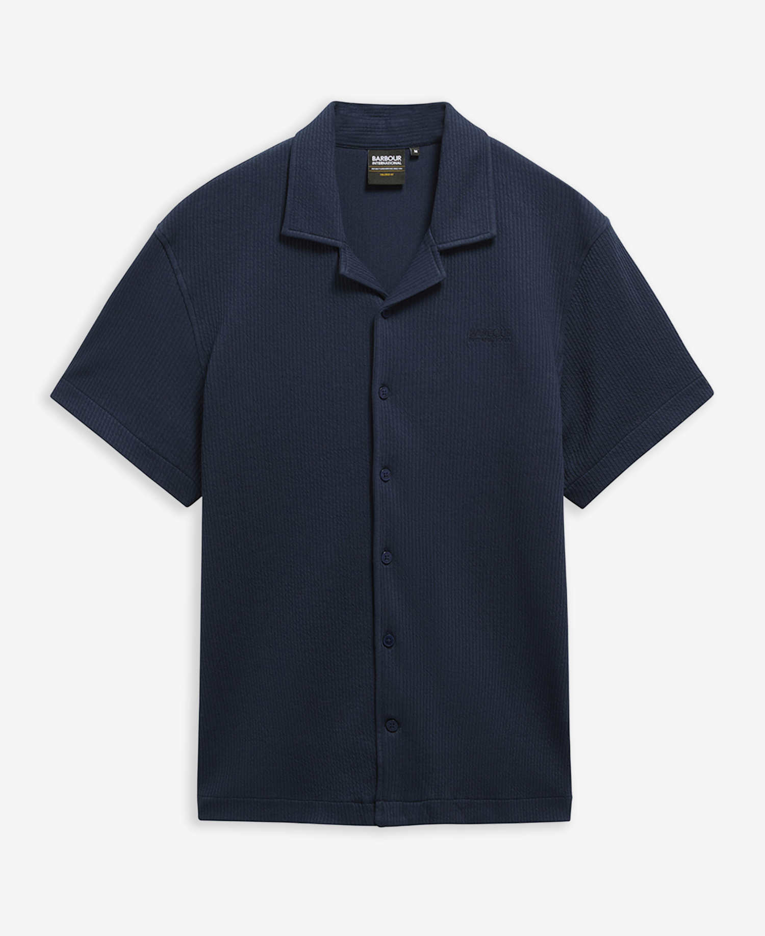 Bevan Ribbed Cuban Shirt Oxford Navy