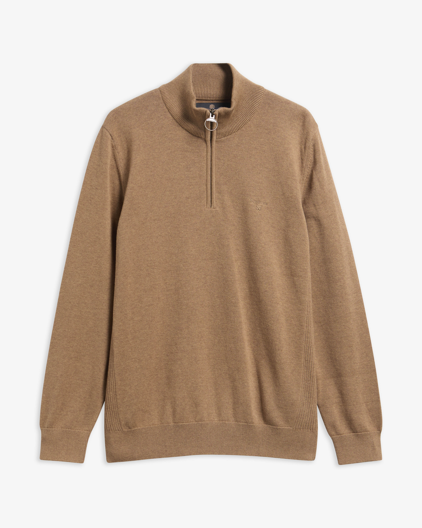 Felpa in cotone con mezza zip Sandstone