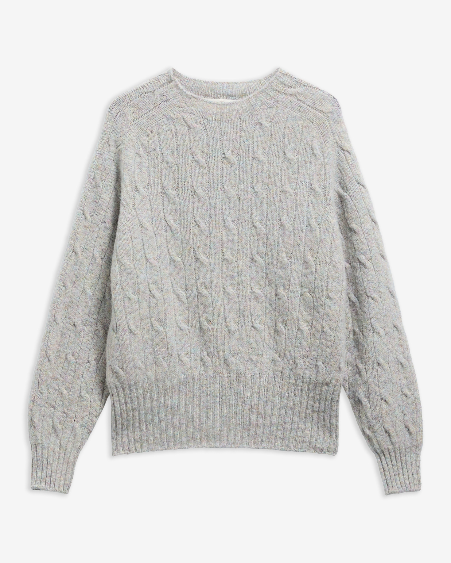Wollpullover Havant Cable Knit Made in Scotland Pearl