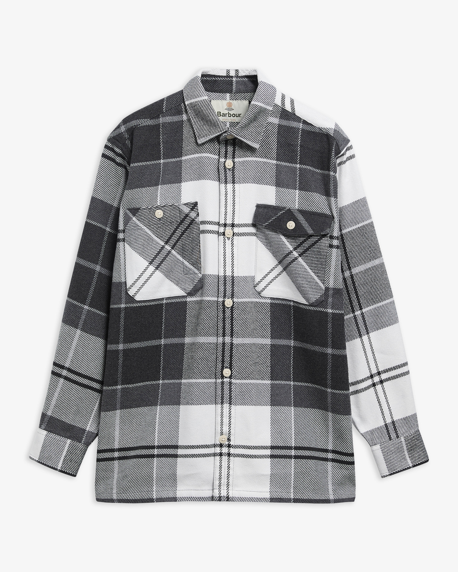 Hayfield Tartan Oversized Long-Sleeved Shirt Monochrome Tartan