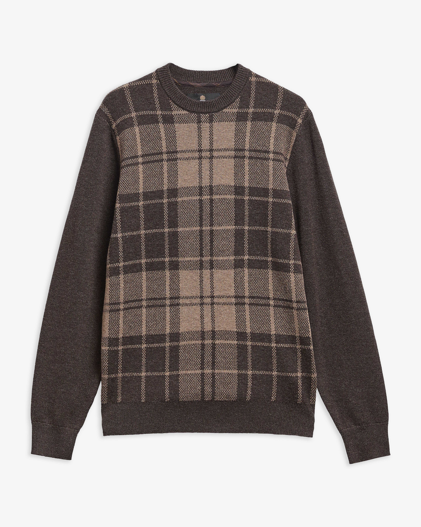 Mineral Tartan Crew Neck Jumper Peat