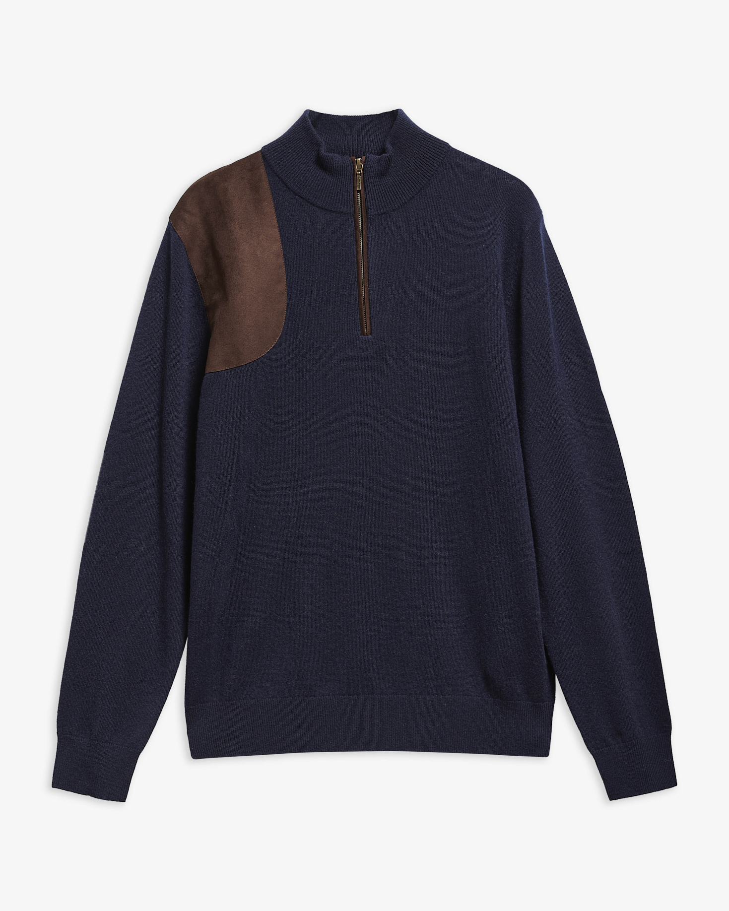 Maglione con zip corta Whitworth in lana e cashmere Dark Navy