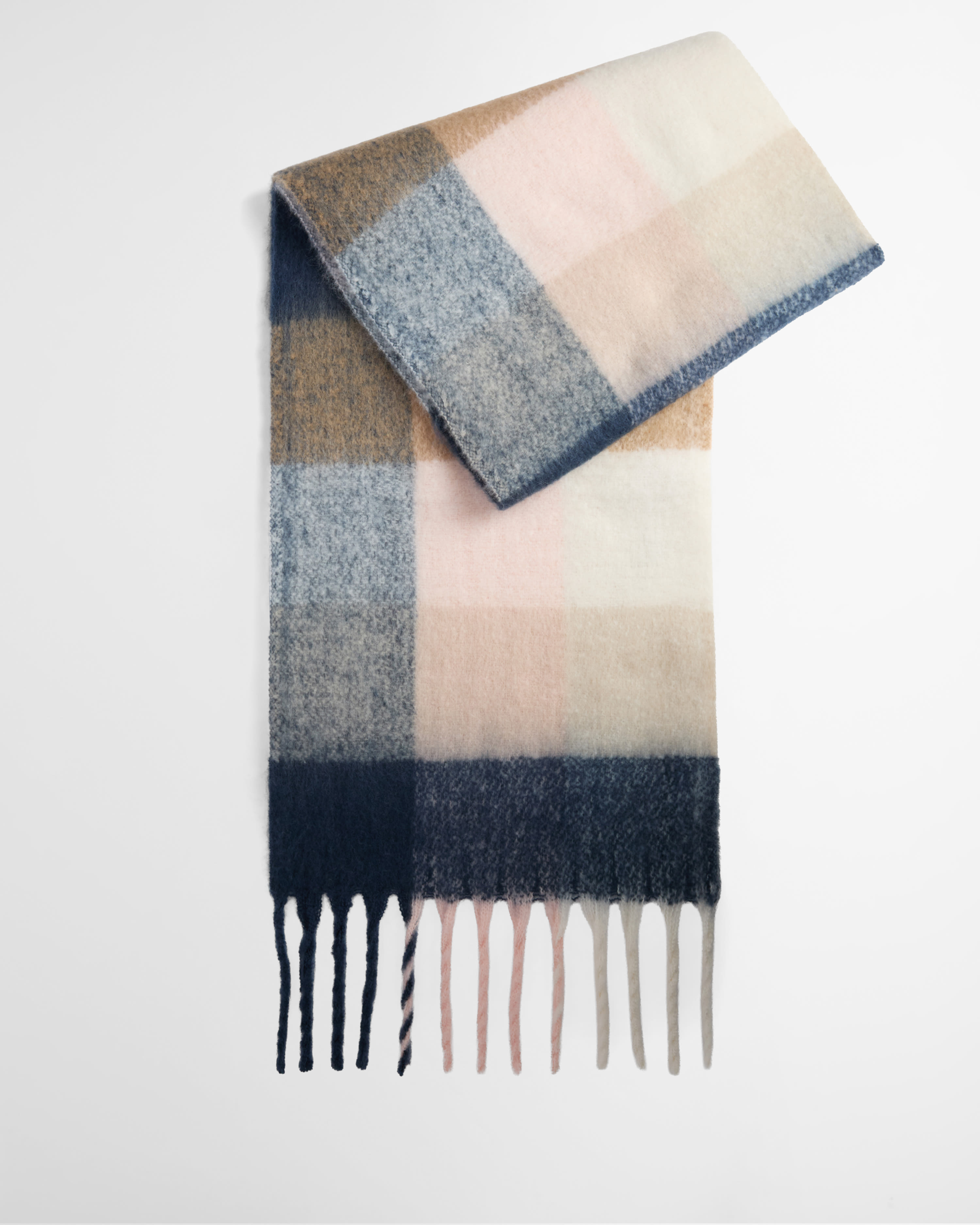 Sciarpa Marie con motivo a scacchi Navy/Blush Pink