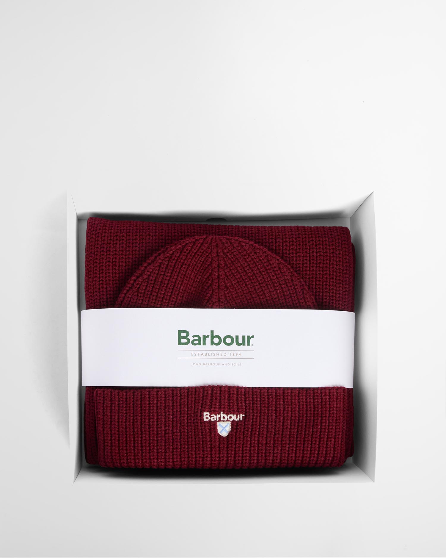 Barbour Geschenkset Beanie & Schal Cascade Wine
