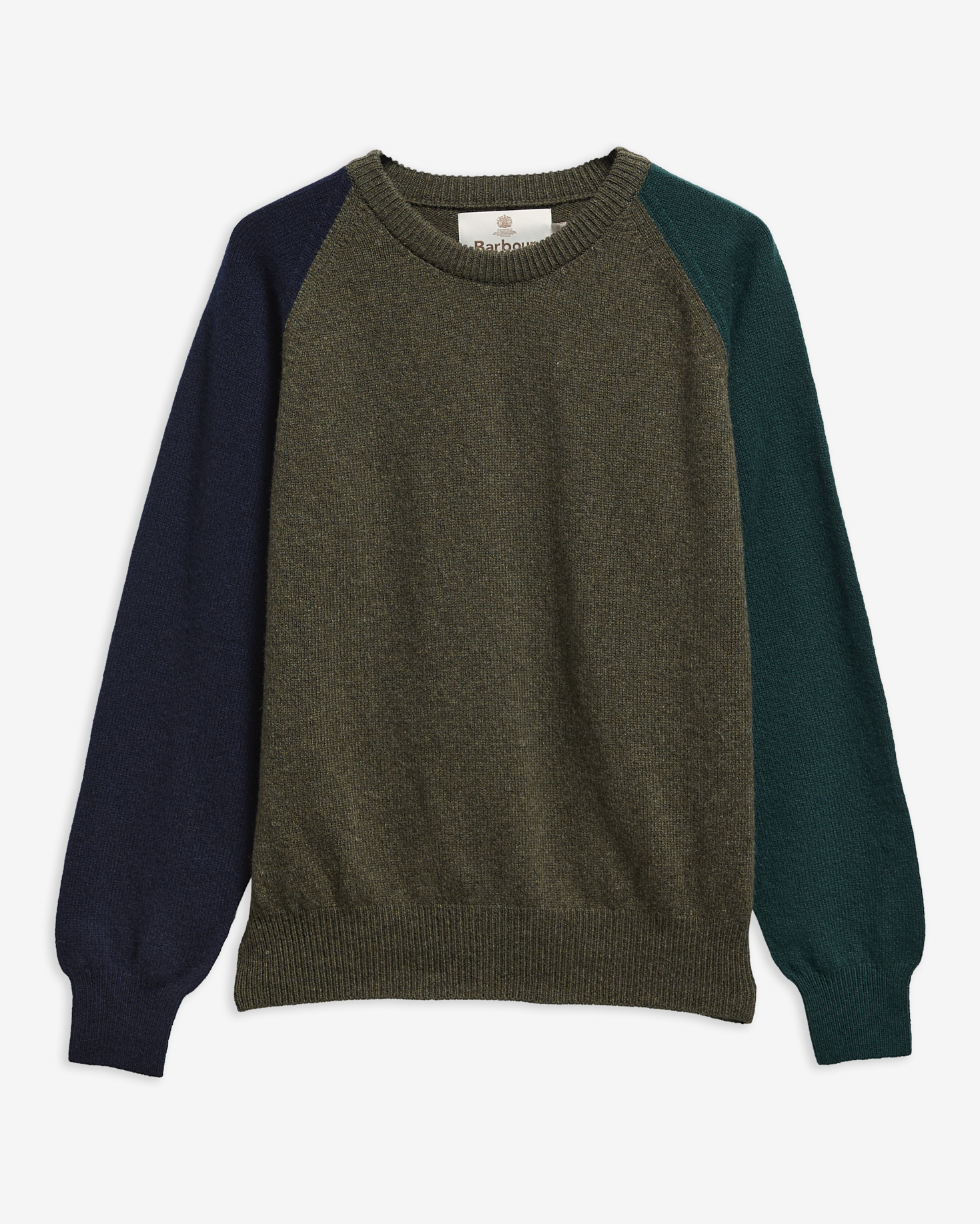 Wollpullover Bramley Rundhalsausschnitt Made in Scotland Olive Multi