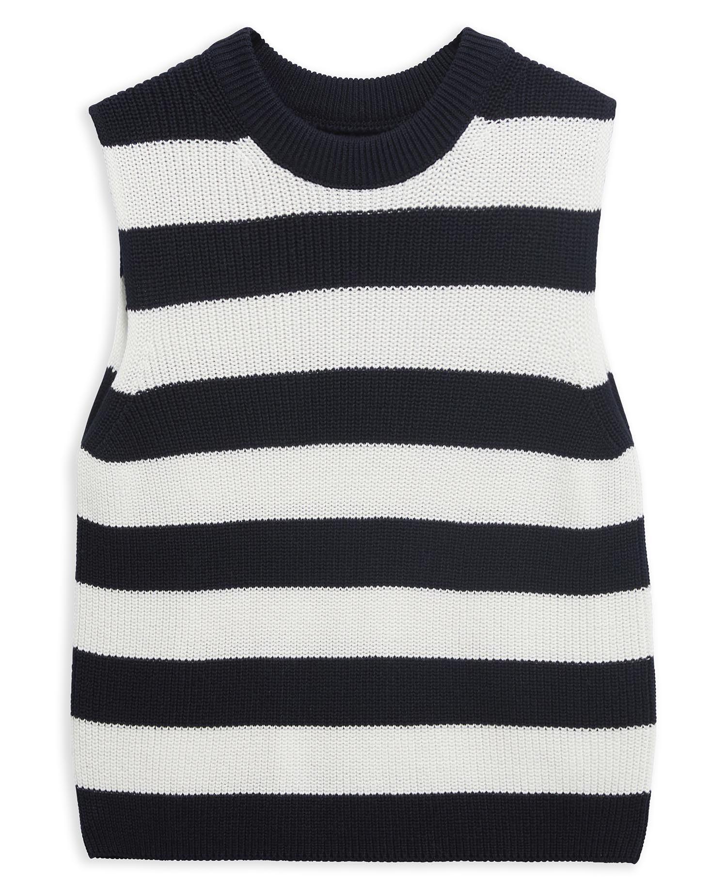 Cartmel Striped Knitted Vest Dark Navy Stripe