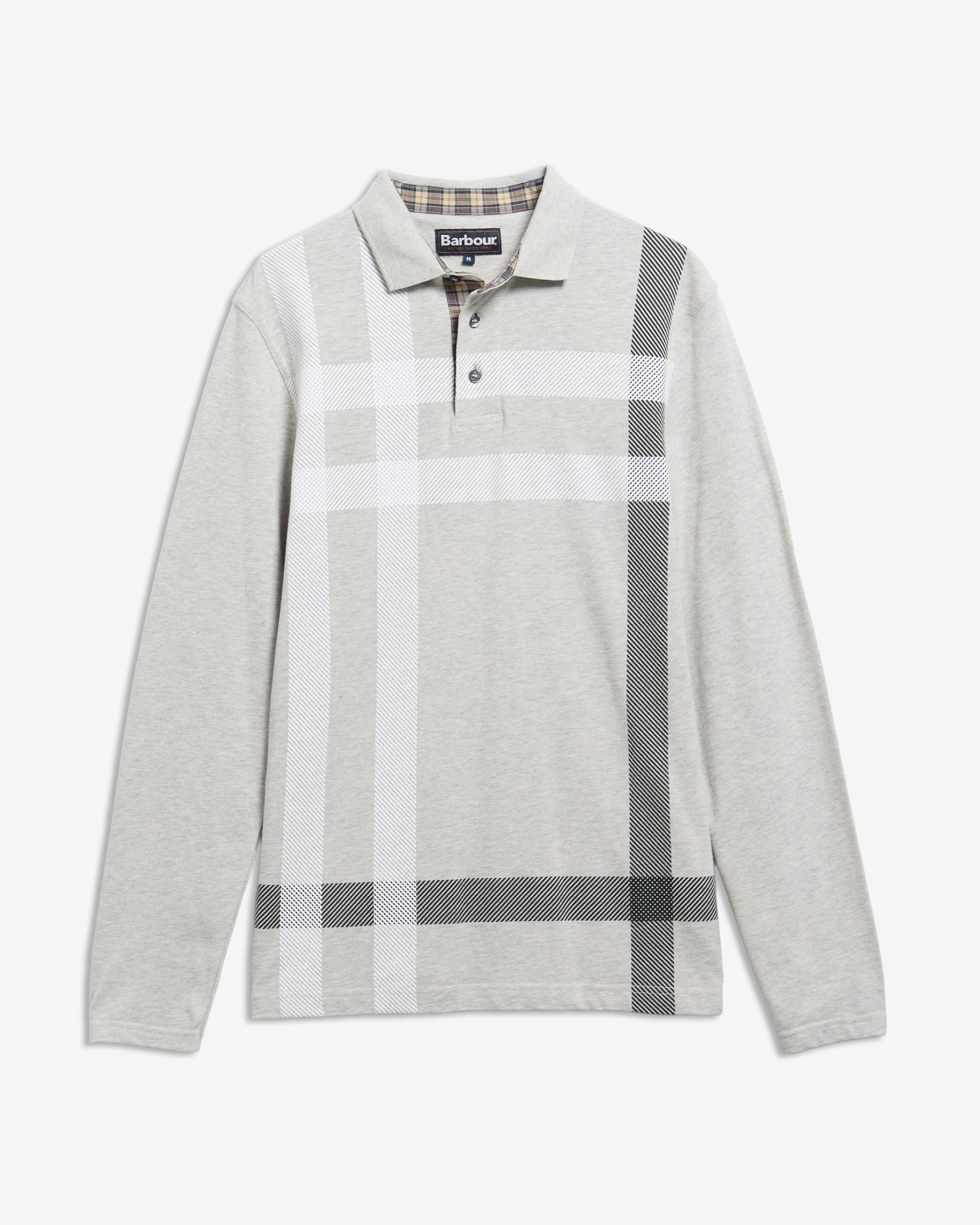Blaine Tartan Long-Sleeved Polo Shirt Grey Marl