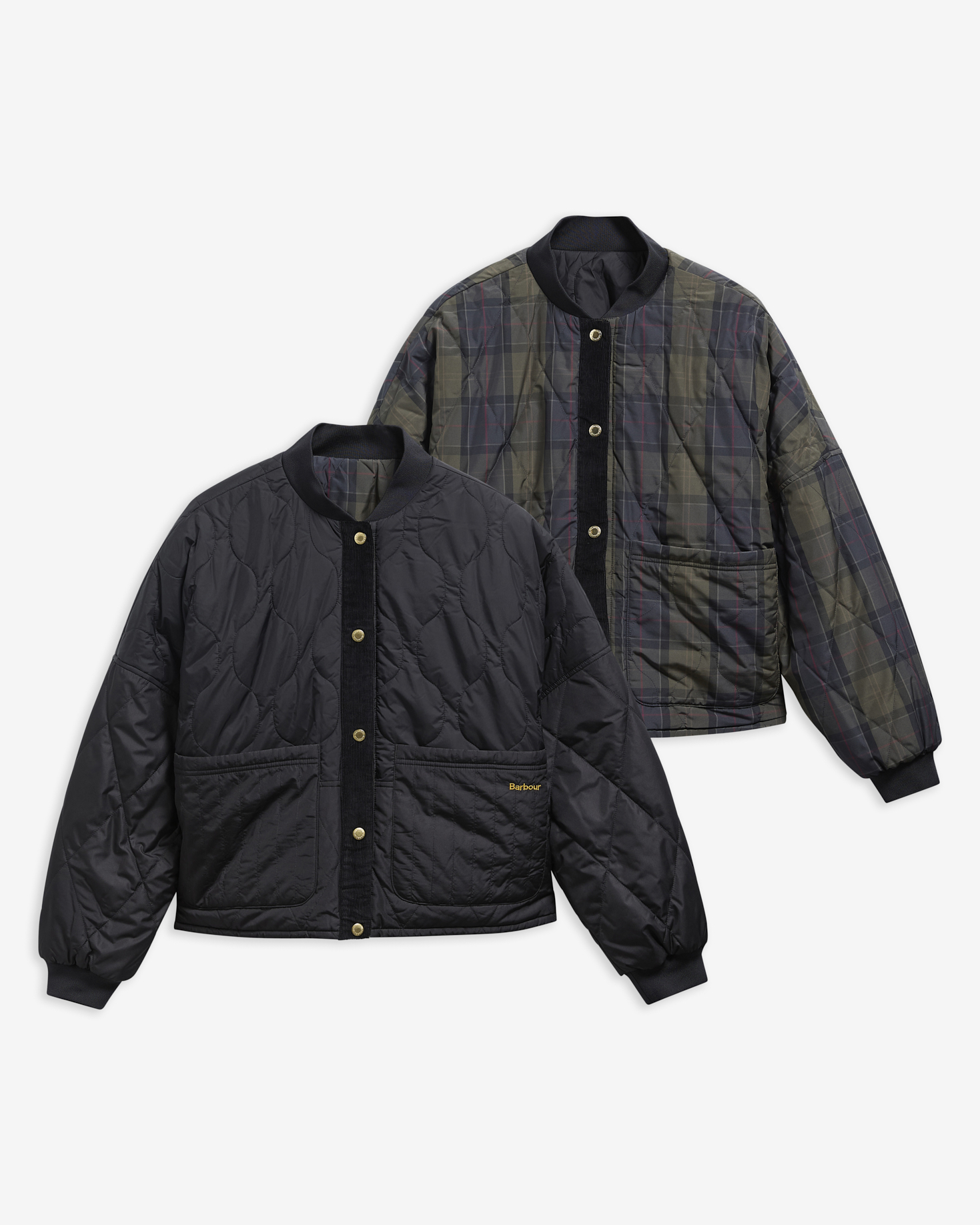 Barbour Steppjacke Ravenshill Reversible Black/Shadow Classic